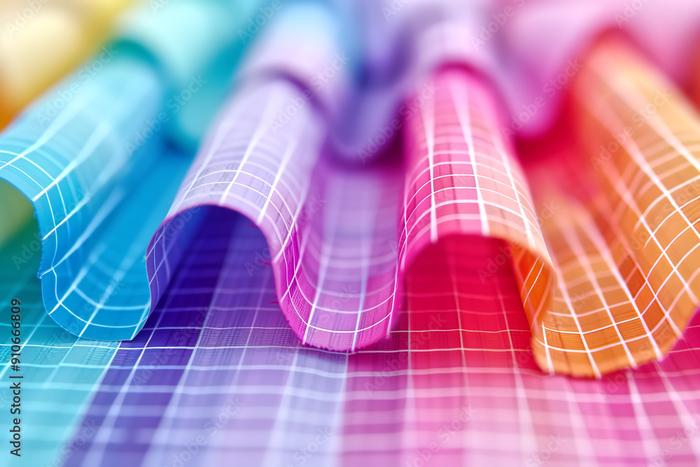 Poster colorful abstract background with wavy grid patterns in vibrant rainbow colors