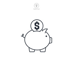 Piggy bank icon symbol vector illustration isolated on white background