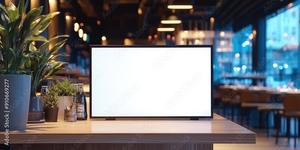 Canvas Prints blank digital signage in modern restaurant