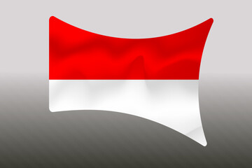 The Indonesian national flag with a wave motif and looks worn out