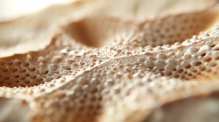 Intricate Coral Closeup: Nature's delicate artistry on display in a macro photograph of coral's porous texture, bathed in warm, natural light. 