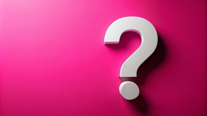 A bright pink background featuring a large, bold, white question mark symbol, perfect for inquiring about the weather, plans, or life's uncertainties.