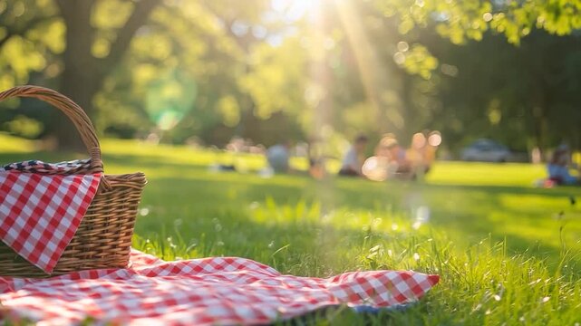 Labor Day picnic basket with American flag napkins, summer vibe