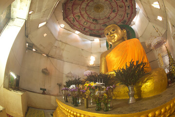 The large main sitting golden buddha in the temple of the Great Vesali image. This is the ancient...