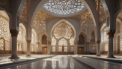 Obraz premium Small mosque exterior design, full white color theme, real estate masjid cinematic exterior architecture design 