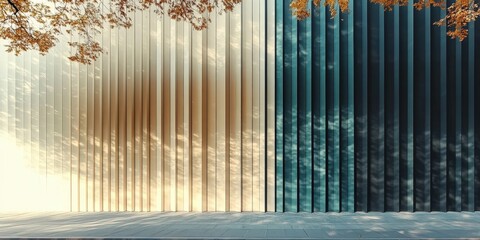 Abstract Building Facade with Tree Shadows