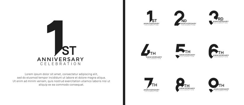 anniversary logo style set with black color can be use for celebration moment