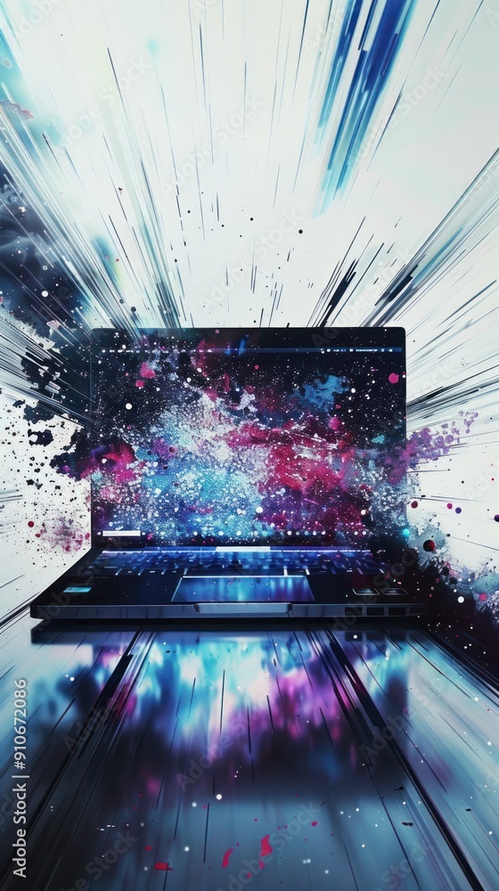 Poster laptop abstract image design background technology.