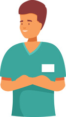 Friendly and approachable male nurse is smiling with his arms crossed, conveying a sense of professionalism and approachability