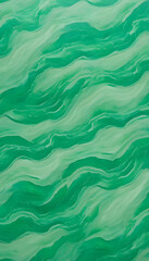 Fototapeta premium An abstract pattern of green waves resembling water surface, with a textured appearance a vibrant green color with a marbled effect, resembling jade. The light creates movement in the design.
