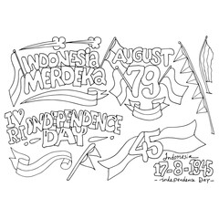 Indonesia Independence Day, doodle vector
