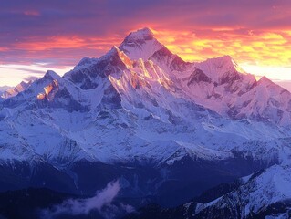 Obraz premium Majestic Mountain Peak at Sunset