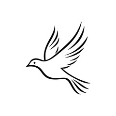 flying bird animal line logo vector illustration template design