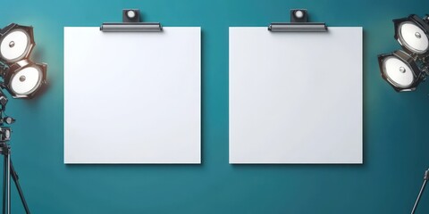 Blank Canvas Mockup with Studio Lights