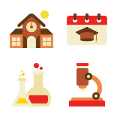 4 Back to School Vector Color Icon Pack and Element