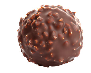 Chocolate ball stuffed with nuts isolated on blank background