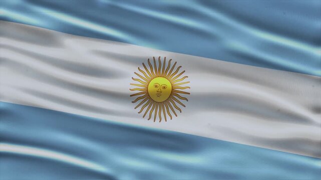 Realistic waving flag of argentina in 3d animation Seamless looping, detailed fabric texture 4k resolution motion graphic background
