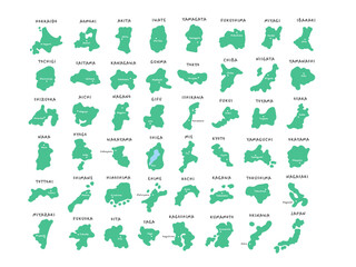 シンプルな日本の都道府県　県庁所在地　イラスト