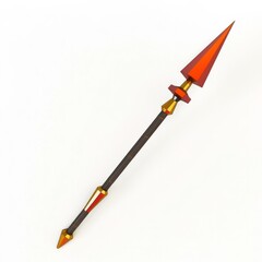 3D Render, Low Poly style of toyblock spear model, on isolated white background, Generative AI