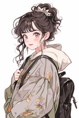 アニメ系の女性イラスト,Generative AI AI画像
