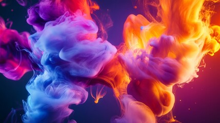 Obraz premium High-quality abstract background showcasing neon bright liquid ink, creating a vivid and dynamic design with fluid patterns.