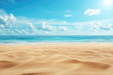 Sandy Beach with Blue Ocean and Sky