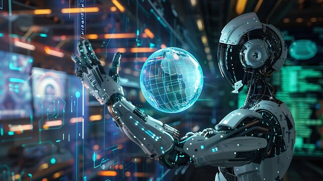 Robot Holding a Globe