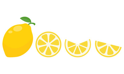 Fresh lemon fruits icon set isolated on white background.