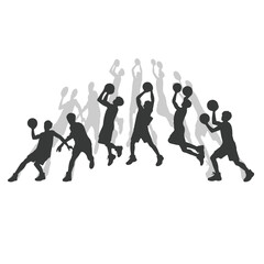 Vector set of silhouettes of basketball players, Basketball silhouettes. Man basketball player silhouette vector