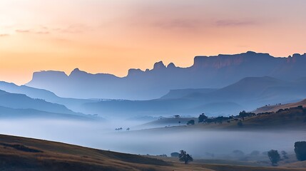 Obraz premium SMOKY WINTER SKIES DRAKENSBERG kwazulu natal south africa : Generative AI