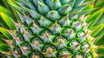 Fototapeta premium Close-up view of intricate pineapple leaf texture, pineapple, leaf, close-up, tropical, plant, pattern, natural, green