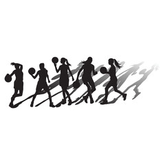 Vector set of silhouettes of basketball players, Basketball silhouettes. Man basketball player silhouette vector