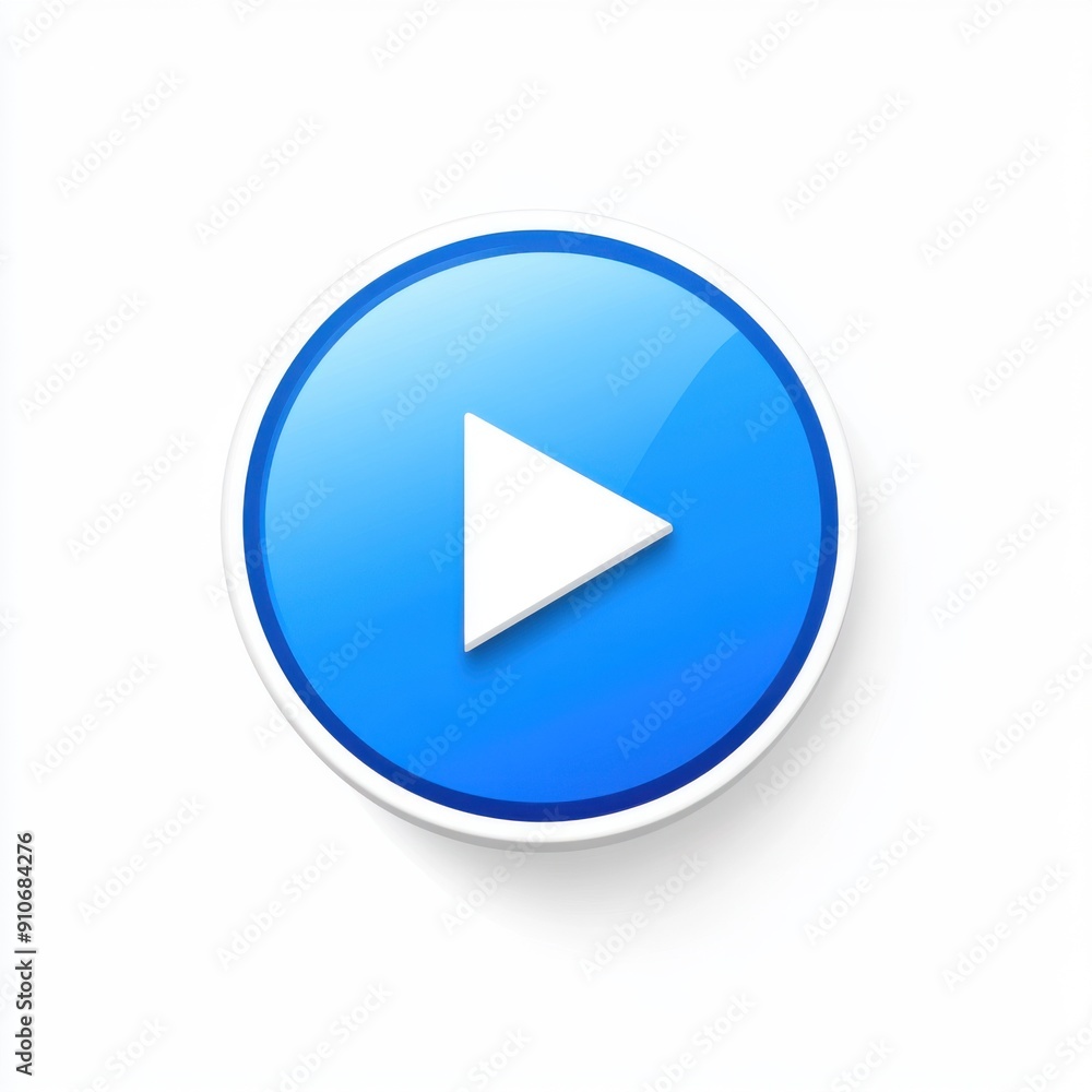 Poster minimalist blue and white pause button icon - video control element on white background