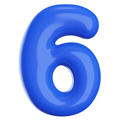 Blue 3D Number 6