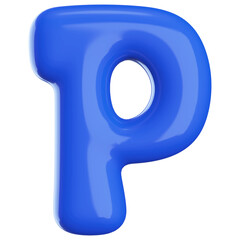 Blue 3D Font Letter P