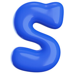 Blue 3D Font Letter S