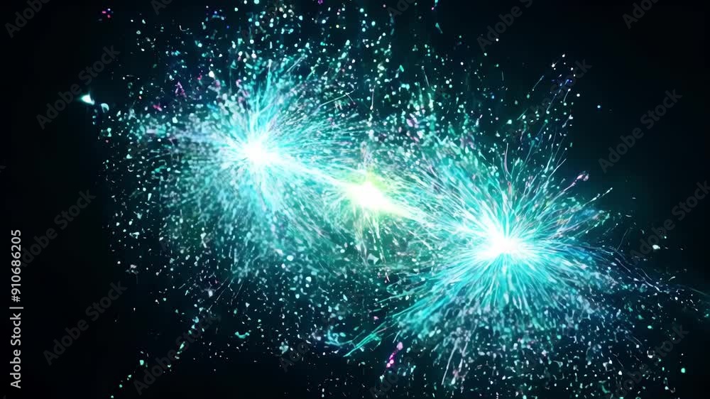 Poster a dynamic green explosion radiates light and energy, creating striking patterns against a contrastin