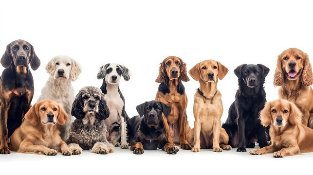 group of dogs in front of white background : Generative AI