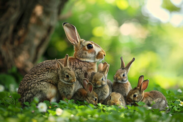 Obraz premium Rabbit family