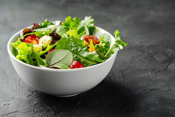 fresh salad with mixed green vegetables.