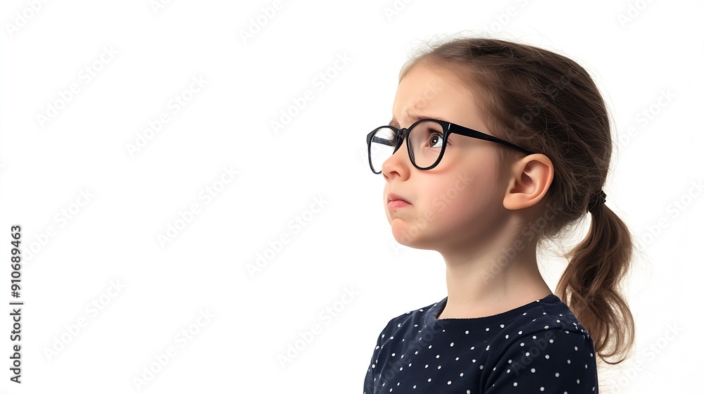 Poster young caucasian child education teacher isolated on white background looking sideways with doubtful 