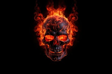 Skull fire burning flame.