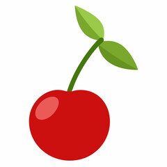 Cherry with leaf vector art illustration