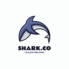 Vector Logo Illustration Shark Simple Mascot Style.
