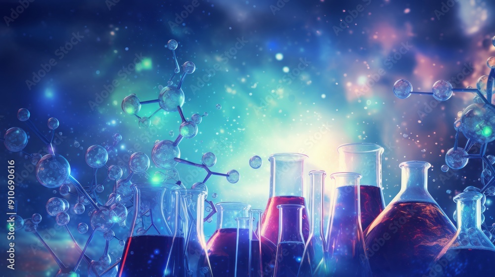 Aufkleber futuristic science and medical abstract background with digital wave patterns and data analysis, ill