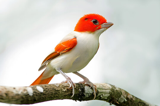View of Many beautiful colorful birds on tree branches