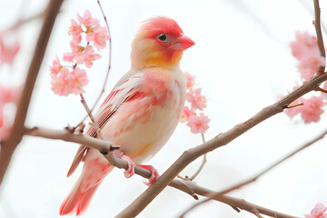 View of Many beautiful colorful birds on tree branches