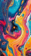 Abstract colorful fluid art with vibrant swirls