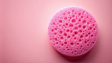 Pink grainy circle overlay with a color gradient and diffused effect on a pink sponge isolated, pink