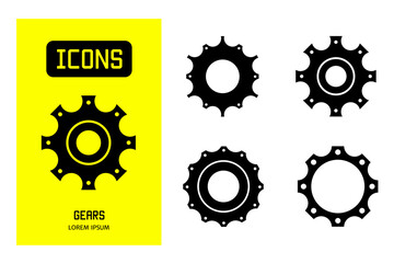 Set of flat icons of gears. Vector design for business and stock.